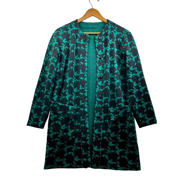 Vertigo Paris (Likely) Made in France Green Wool Blend Long Knit Coat MEDIUM - Picture 2 of 7